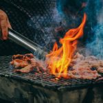 Barbeque on fire