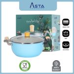 Asta Casserole Panci Anti Lengket Ceramic Coating Tutup Kaca Ambrosia 22 cm