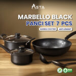ASTA Panci Set Marbello Lengkap 7 Pcs Anti Lengket | Kitchen Set Wajan Anti Lengket Cookware