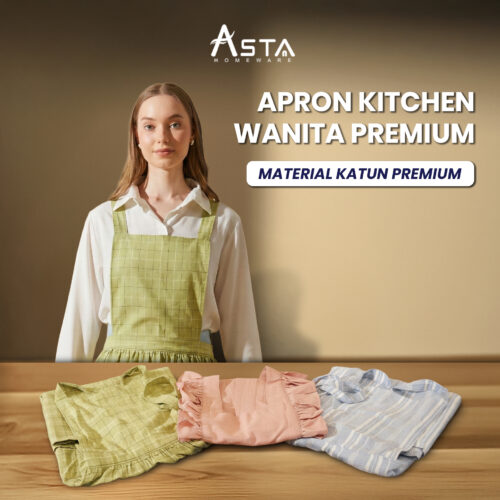 Asta Celemek Masak Kitchen Apron Panjang Premium Ruffle | Pink
